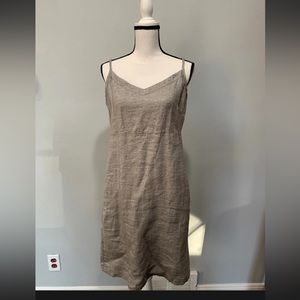 Eileen Fisher spaghetti strap dress grey sparkles linen size medium pockets!!